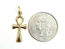Load image into Gallery viewer, 14k yellow gold tiny Egyptian ankh cross pendant religious fine jewelry 0.7g