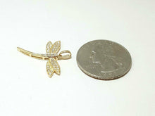 Load image into Gallery viewer, New 14k yellow Gold dragonfly Pendant gift cubic zirconia fine jewelry 1.6g