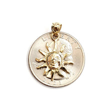 Load image into Gallery viewer, New 14k yellow gold solid sun sol pendant charm astrology gift fine jewelry 1.5g