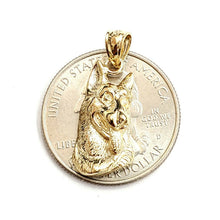 Load image into Gallery viewer, 14k yellow Gold German shepherd dog pet Pendant charm fine jewelry unisex 2.6g