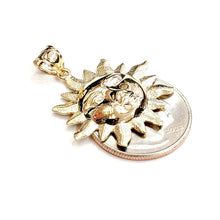 Load image into Gallery viewer, 14k yellow gold solid sun sol pendant charm astrology gift fine jewelry 3.7g