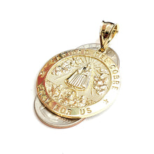 Load image into Gallery viewer, 10k yellow gold round virgin Caridad del Cobre pendant fine jewelry 1.43" 8.4g