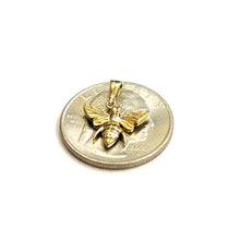 Load image into Gallery viewer, New 14k yellow Gold Tiny solid honey bee Pendant charm gift fine jewelry 1g