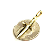 Load image into Gallery viewer, New 14k yellow Gold dagger knife 3D Pendant charm Unisex Gift fine jewelry 2.3g