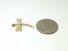 Load image into Gallery viewer, New 14k yellow Gold dragonfly Pendant gift cubic zirconia fine jewelry 1.6g