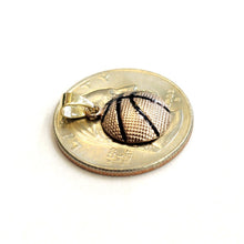 Load image into Gallery viewer, 14k gold Tiny basketball pendant charm Fine Jewelry Sport Gift unisex 0.46" 1g