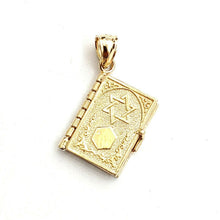 Load image into Gallery viewer, 14k yellow gold ten commandments book star of David Chay Jewish pendant 4.1g