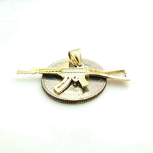 Load image into Gallery viewer, 14k 3 color Gold AK-47 machine gun military rifle Pendant charm fine gift 1.8g