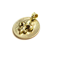 Load image into Gallery viewer, 10k yellow solid Gold Fleur De Lis Pendant French Symbol gift fine jewelry 1.6g