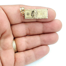 Load image into Gallery viewer, 10k yellow gold 100 dollar bill money lucky pendant charm fine jewelry 1.7g