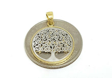 Load image into Gallery viewer, 14k two tone gold round tree of life lucky pendant charm fine gift for her 2g