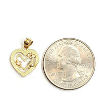 Load image into Gallery viewer, New 14k tri color solid Gold heart flower Pendant charm fine gift jewelry 0.9g