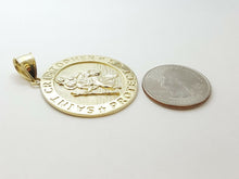 Load image into Gallery viewer, 10k yellow gold round saint Cristopher pendant fine religious jewelry 1.35" 6.8g