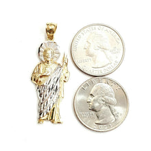 Load image into Gallery viewer, 14k two tone gold saint Jude juda pendant charm fine religious gift jewelry 3.5g