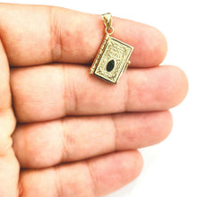 Load image into Gallery viewer, 14k yellow gold Holy Bible book pages our father prayer pendant jewelry 3.8g