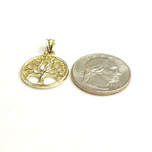 Load image into Gallery viewer, 10k Yellow gold round tree of life lucky pendant charm fine Jewelry gift 2.8g