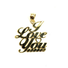 Load image into Gallery viewer, 14k yellow Gold I Love You word Pendant charm gift fine jewelry for her 1.6g