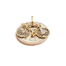 Load image into Gallery viewer, 14k Gold bicycle Pendant charm double sided sport biker gift fine jewelry 1.5g