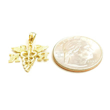 Load image into Gallery viewer, 14k yellow Gold RN caduceus medical sign nurse Pendant charm fine jewelry 1.5g