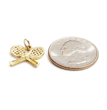 Load image into Gallery viewer, 14k yellow Gold Tiny Tennis Racket Pendant charm sport game fine jewelry 1.5g