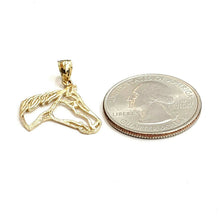 Load image into Gallery viewer, New 14k yellow Gold horse head animal Pendant charm gift fine jewelry 1.2g
