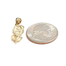 Load image into Gallery viewer, New 14k yellow solid Gold rose flower Pendant charm gift fine jewelry 1.6g