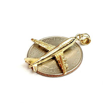 Load image into Gallery viewer, 14k yellow Gold solid Airplane Aviation 3D pendant charm gift fine jewelry 3.4g