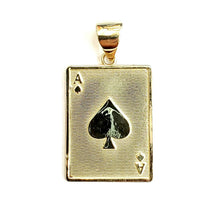 Load image into Gallery viewer, 14k yellow Gold Ace of spade Pendant playing card gambling fine jewelry 2.8g