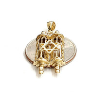 Load image into Gallery viewer, 14k yellow gold tablets of law star of David Jewish Israel torah pendant 3.1g