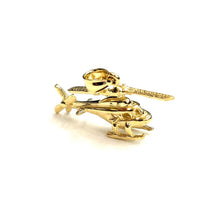 Load image into Gallery viewer, 14k yellow Gold solid Helicopter Aviation 3D pendant charm fine jewelry 3g