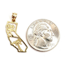 Load image into Gallery viewer, New 14k yellow gold California outline map pendant charm palm fine jewelry 1.4g