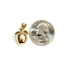 Load image into Gallery viewer, 14k yellow gold 3D Apple fruit Manzana leaf pendant charm fine jewelry 4.1g