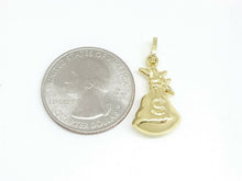 Load image into Gallery viewer, 14k yellow gold 3D hollow dollar sign money bag lucky pendant charm gift 1.4g