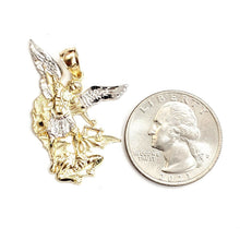Load image into Gallery viewer, 14k two tone gold saint Michael pendant charm fine religious gift jewelry 3g
