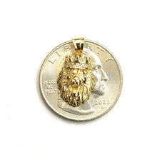Load image into Gallery viewer, Real 14k yellow Gold tiny lion head face crown Leo zodiac Pendant charm 1.4g