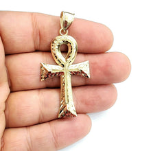 Load image into Gallery viewer, 10k yellow gold Egyptian ankh cross pendant charm fine religious jewelry 3.6g