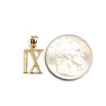 Load image into Gallery viewer, New 14KT Yellow Gold Solid Roman number 9 Pendant charm gift Fine Jewelry 1.2g