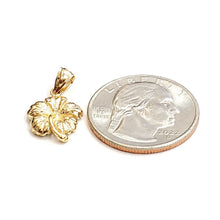 Load image into Gallery viewer, New 14k yellow Gold Hawaiian Hibiscus Plumeria flower Pendant fine jewelry 1.4g