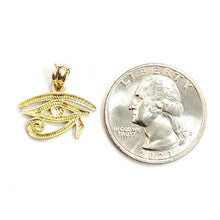 Load image into Gallery viewer, 10k yellow Gold Egyptian eye of Horus protection Pendant fine jewelry 1g