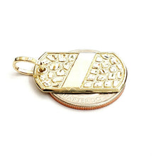 Load image into Gallery viewer, 10k yellow Gold solid men's nugget dog tag Pendant charm fine gift jewelry 2.8g