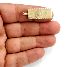 Load image into Gallery viewer, New 14k yellow gold 100 dollar bill money lucky pendant charm fine jewelry 2.1g
