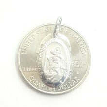 Load image into Gallery viewer, 14k solid white gold oval saint Christopher pendant charm fine gift jewelry 1.6g