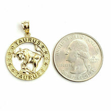Load image into Gallery viewer, 14k yellow solid Gold round Taurus bull zodiac Pendant charm fine jewelry 2.6g