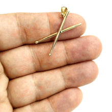 Load image into Gallery viewer, New 14k yellow Gold solid 3D Drumsticks Pendant Gift music fine jewelry 1.9g