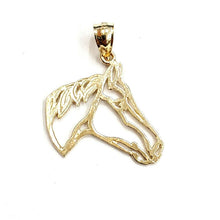 Load image into Gallery viewer, New 14k yellow Gold horse head animal Pendant charm gift fine jewelry 1.2g
