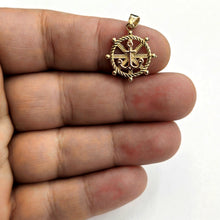 Load image into Gallery viewer, 14k Two Tone Gold tiny Boat Wheel Anchor Nautical Sailor Pendant jewelry 1.7g