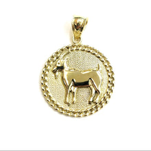 Load image into Gallery viewer, 10k yellow Gold solid round Goat Pendant charm animal unisex fine jewelry 3.6g