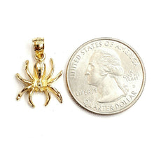 Load image into Gallery viewer, New 14k yellow Gold solid Spider Pendant charm fine jewelry 2.1g
