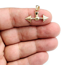 Load image into Gallery viewer, New 14k Yellow Gold Dumbbell weight lifter Pendant charm gift fine jewelry 1.9g