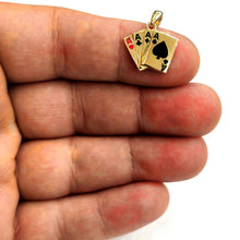 Load image into Gallery viewer, New 14k yellow solid Gold 4 Aces playing cards Pendant charm casino jewelry 1.8g